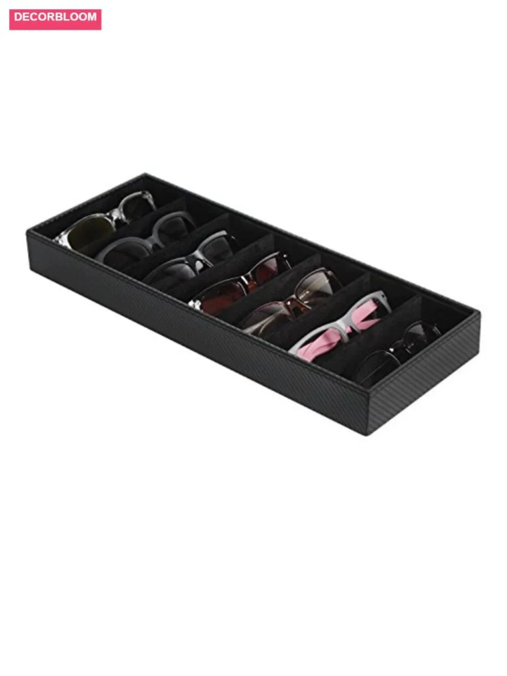 7 Slot Sunglasses Organizer Leather Eyeglass Storage Tray Box Desk